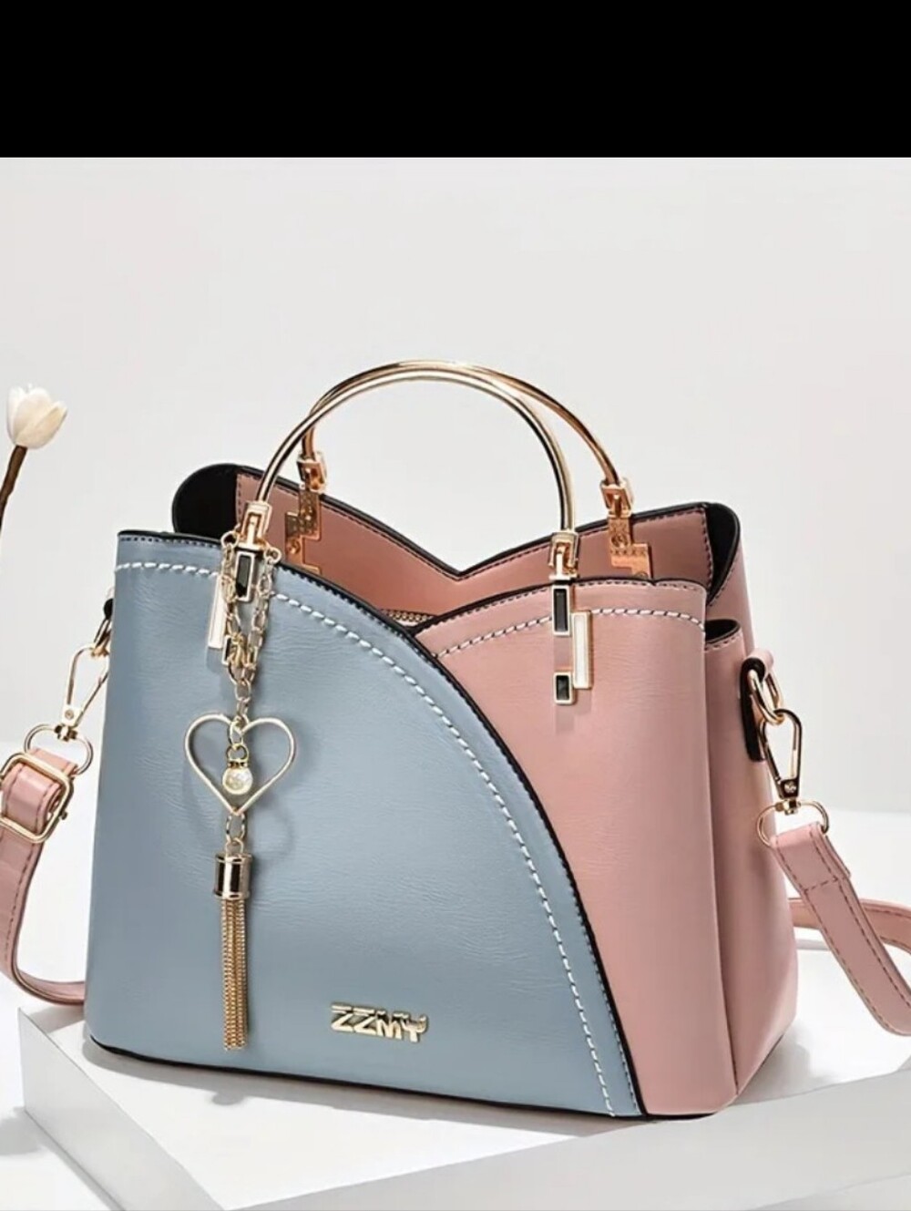 Two-Tone Pink and Light Blue Women's Satchel